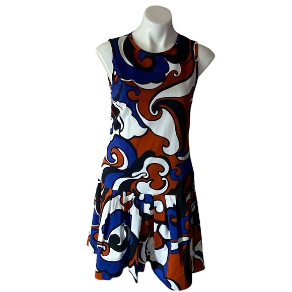 Pink Tartan Multicolored Sleeveless Cotton Drop Waist Pleated Dress Size 4 Knee - Picture 1 of 8
